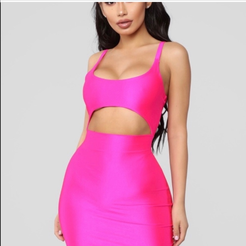 Fashion Nova Hot PINk Neon Dress
